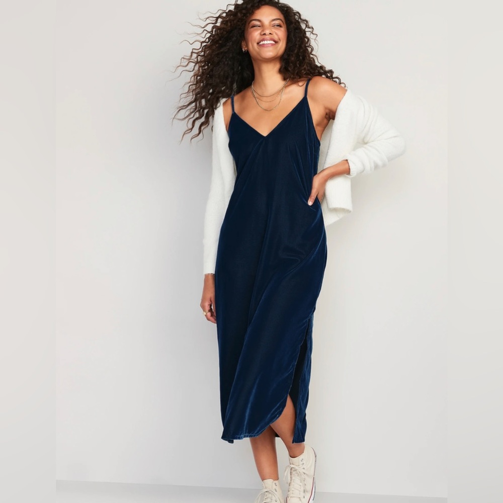 Velvet Midi Slip Dress for Women